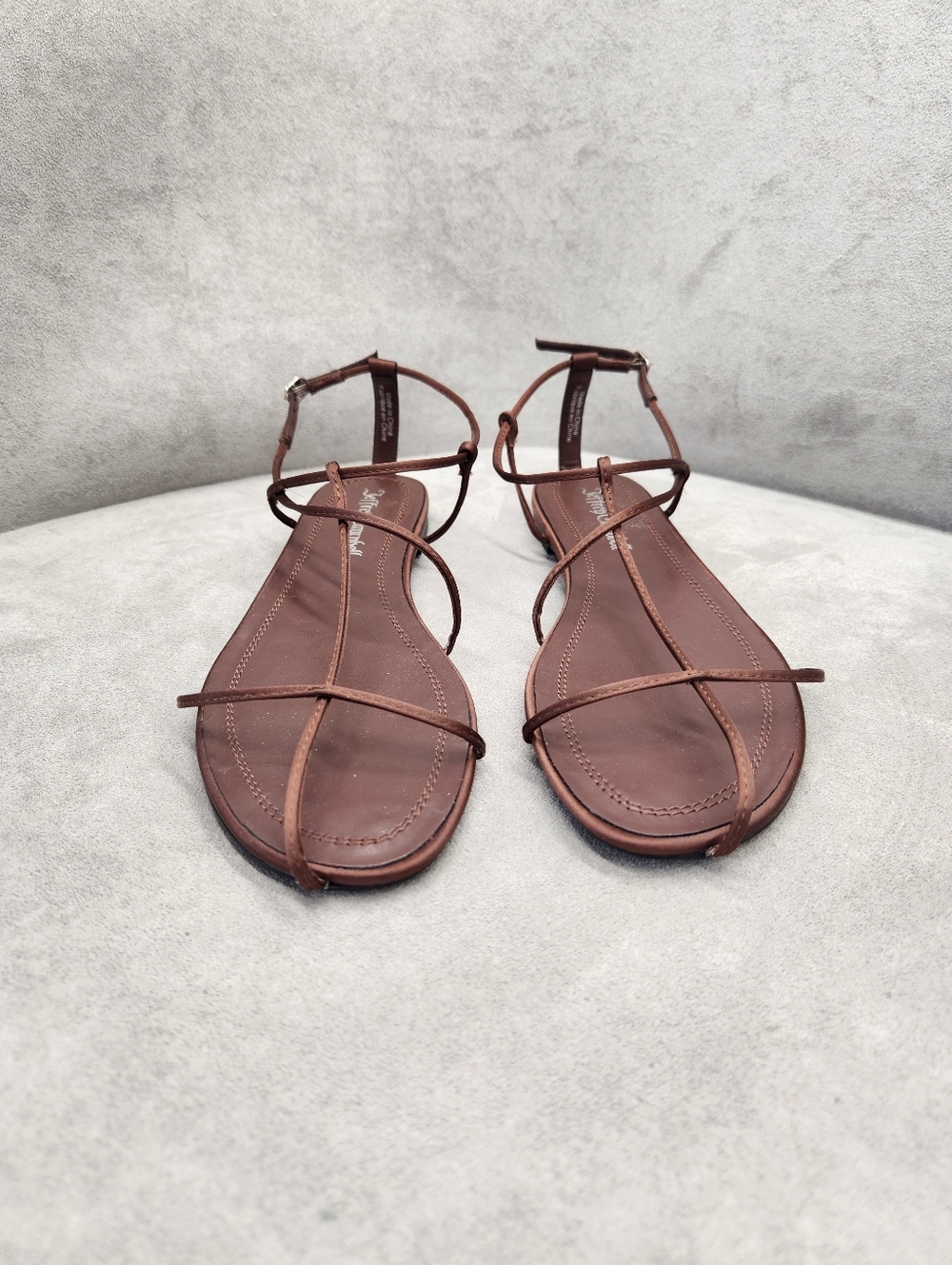 Jeffrey Campbell Sandals 8 Chocolate Brown Satin Trawl Strappy Dainty New $135 - Picture 6 of 12